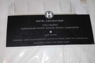 Hotel Collection Full Queen White Goose Down Comforter Light $600 NPO 