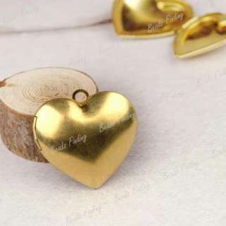 3pcs Hearts Love Brass Pendants Photo Locket Gold Wholesale Free Ship 