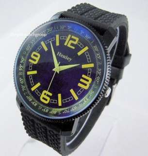 MENS NEW HENLEY LASER COLOUR EFFECT WATCH SILICONE YELL  