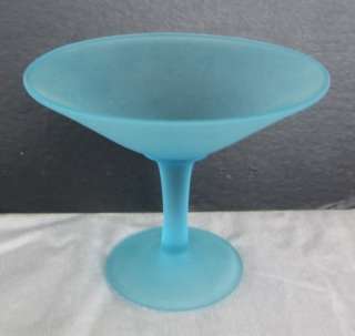 Tiffin Blue Satin 5 Flared Candy Compote G 096  