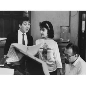  Paul Anka Singing from Sheet Music While Annette Funicello 