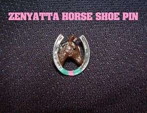NEW ZENYATTA HORSE SHOE HAND PAINTED RACING PIN  