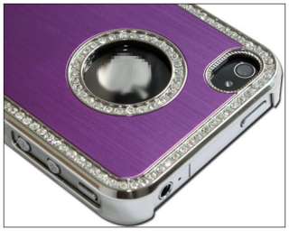 Purple Luxury Bling Rhinestone Hard Case Cover for iPhone 4 4S 4G 