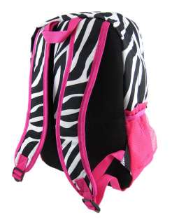 Zebra Stripe Print Backpack Book Bag Hot Pink Trim  