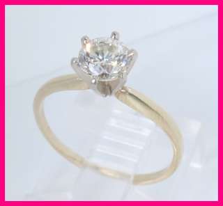 Ladies 14k Yellow Gold Round Diamond Solitaire Engagement Ring .75 