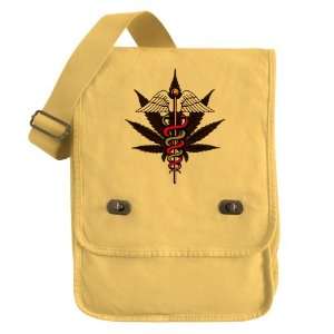  Messenger Field Bag Yellow Medical Marijuana Symbol 