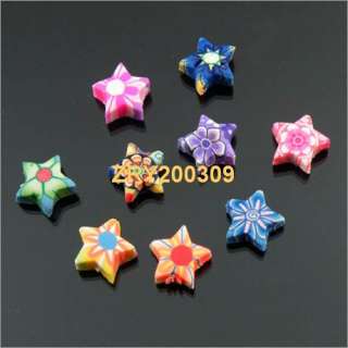   Mixed Color Fimo Polymer Clay Star Spacer Beads 10mm KB403  