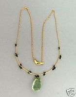 ESTATE GREEN AMETHYST TURQUOISE ART STYLE 14K YELLOW GOLD NECKLACE 17 
