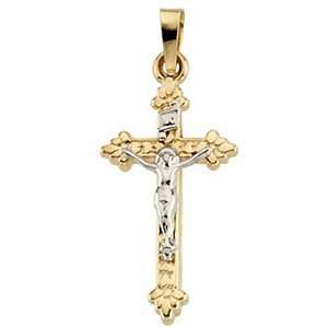    Jumbo Hollow Crucifix 42.5x26.5mm/14kt two tone gold Jewelry
