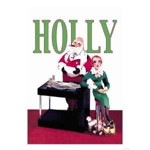  Santa Looks over Letters with Secretary Giclee Poster 