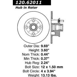  Centric Parts 120.62011 Premium Brake Rotor with E Coating 