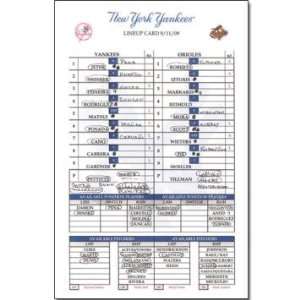  Replica 9 11 09 Line Up Card from Derek Jeter Breaking Yankees Hit 