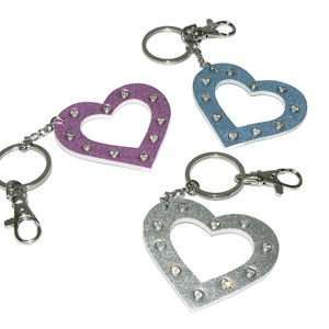  Rhinestone Studded Heart Keychain 2.5 (1 DOZEN) 12 Pieces 