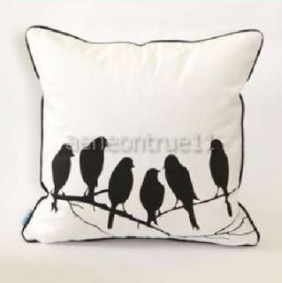 Cotton Birds white Decorative pillow cover / sofa cushion case 