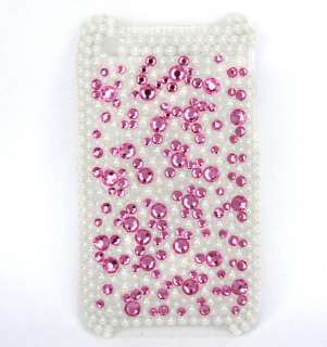 new pearl hot pink Apple iphone 3G 3GS bling crystal olivet skin cover 