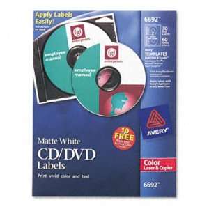  Avery 6692   Laser CD/DVD Labels, Matte White, 30/Pack 
