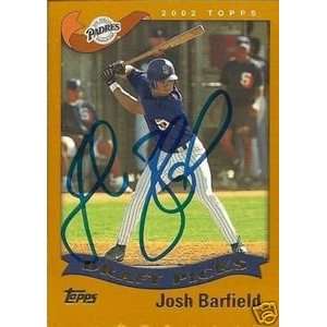  Cleveland Indians Josh Barfield Signed 2002 Topps Card 
