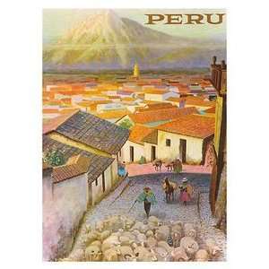  World Travel Poster Cusco Peru Peruvian View 9 inch by 12 