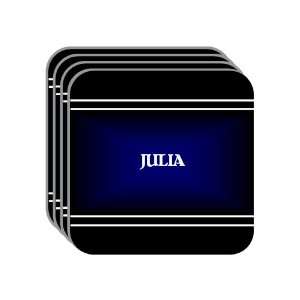 Personal Name Gift   JULIA Set of 4 Mini Mousepad Coasters (black 