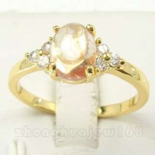 ELEGANT SIZE9 (R) LADYS CHAMPAGNE SAPPHIRE CZ 10KT REAL YELLOW GOLD 