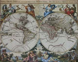   EXQUISITELY COLOURED WORLD MAP JAILLOT NOVA ORBIS TABULA 1694  