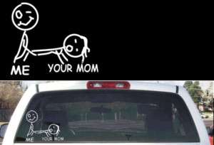 funny stick figure family your mom rear window decal  