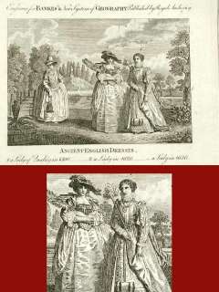 ANTIQUE PRINT COSTUME  FASHION ENGLAND 1788  