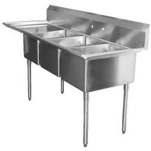   Steel Commercial Sink with 1 Drainboard   78 1/2