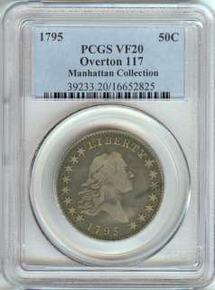 1795 Bust Half Dollar PCGS VF20 Overton 117 R4. Manhattan Collection 