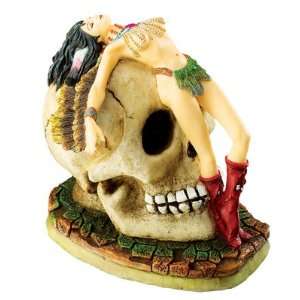 Indian Woman Lying On Skull   Collectible Figurine Statue Gothic Model 