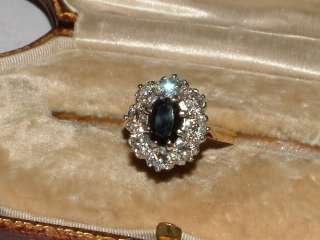 18 carat Gold platinum sapphire & Diamond cluster Ring  