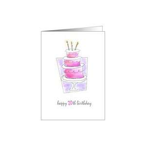   For Girls Happy 20 Years Old Birthday Cake Card Card Toys & Games