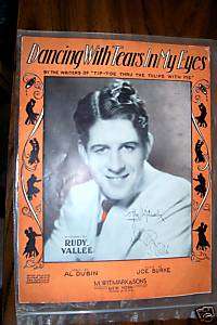 Rudy Vallee Signed Sheet Music Dancing With Tears 1930  
