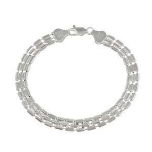  Sterling Silver 3 Row Long Shot Bead Bracelet, 7 Jewelry