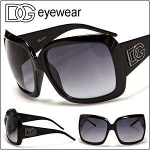 DG Eyewear Designer Oversized Women Sunglasses Black Large Frame Gray 