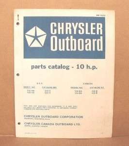 1973 Chrysler Outboard 10 HP Model 102 HA Parts Catalog  