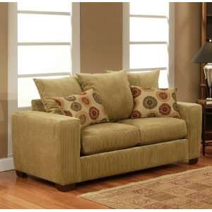 Loveseat Sofa with Floral Accent Pillows in Sugar Lime Color  
