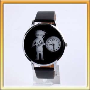  Cute white base black surface young violin dial black 