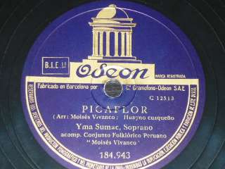 PERU 78 rpm RECORD Odeon YMA SUMAC CONJUNTO MOISES VIVANCO Peruvian 
