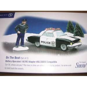   Dept. 56 Snow Village on the Beat Policeman & Car NEW 