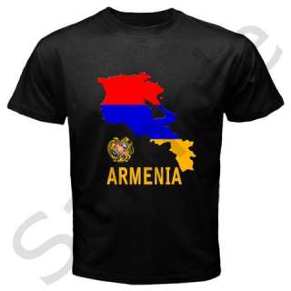 Armenia Armenian Map Flag Emblem Black T shirt  