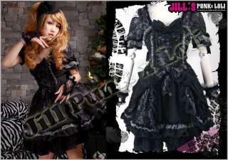 lolita gothic dark lotus black swan flounce dress 21011  