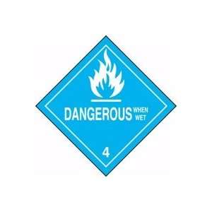  Standard DOT Labels DANGEROUS WHEN WET (W/GRAPHIC) 4 x 4 