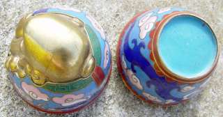OLD CHINESE CLOISONNE ENAMEL MONK SHAPE CONTAINER  