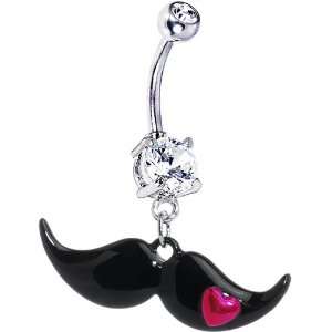  Pink Heart Mustache Belly Ring Jewelry