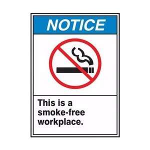   SMOKE FREE WORKPLACE Sign   10 x 7 .040 Aluminum