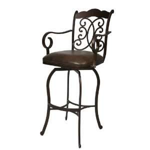   26 Barstool with arms in Autumn Rust upholstered in Florentine Coffee