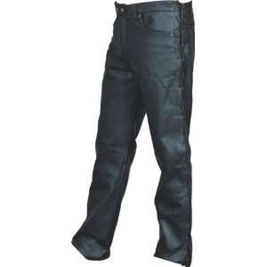  Mens Jean Style Black Leather Five Pocket Pants w/ Side 