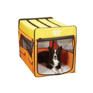  Guardian Gear Collapsible Dog Crate, Large, Orange/Yellow 