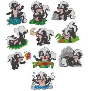 Skunk Collection Embroidery Designs on Multi Format CD   StitchClix 